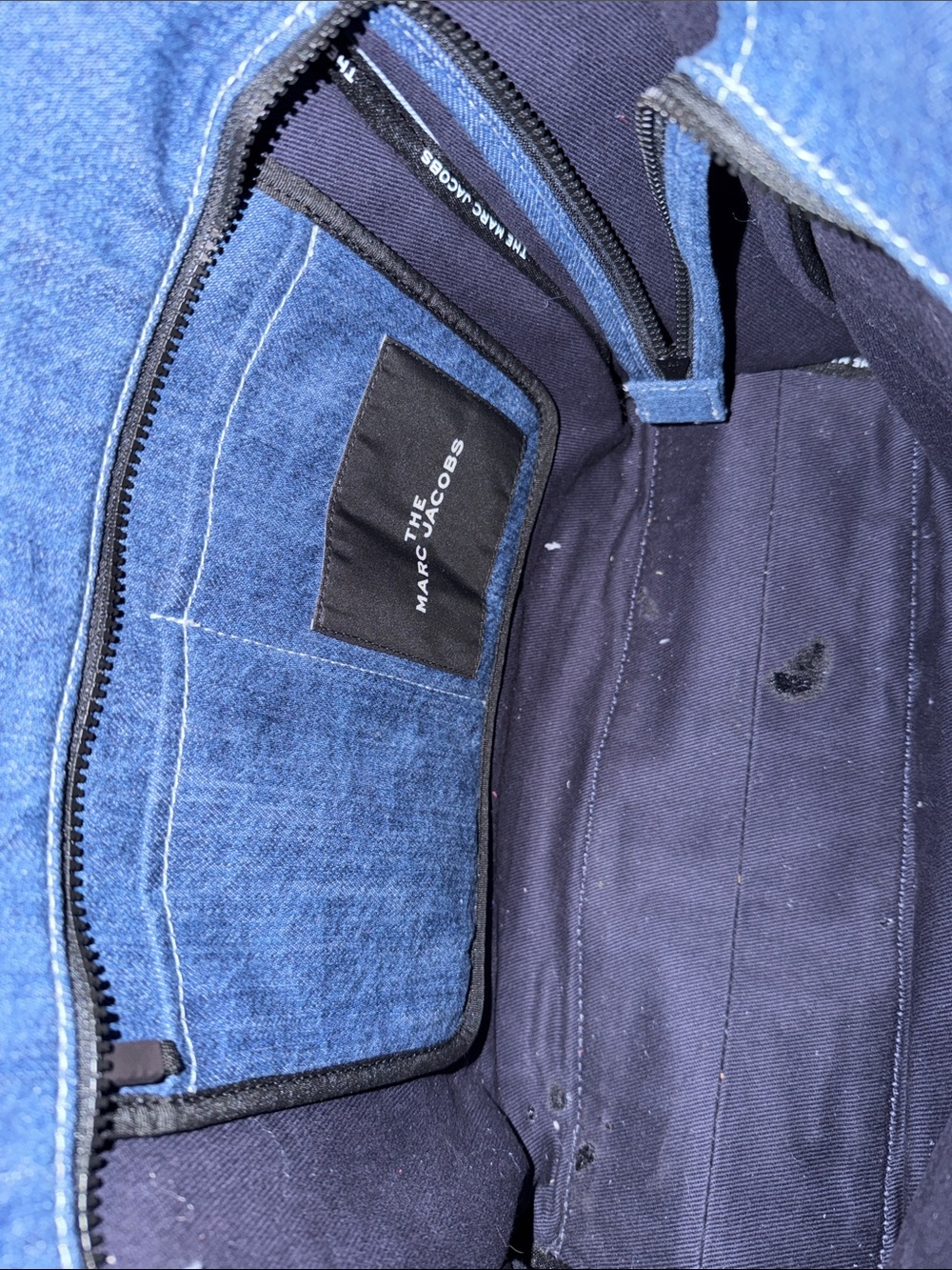 Marc Jacobs Large Blue Patchwork Denim Tote with Logo - Picture 6 of 8